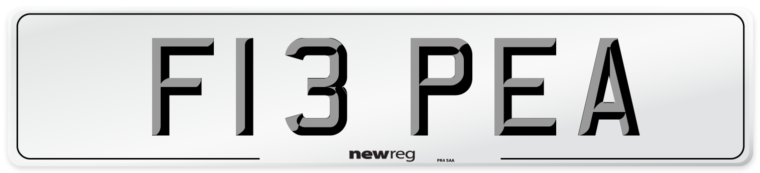 F13 PEA Number Plate from New Reg